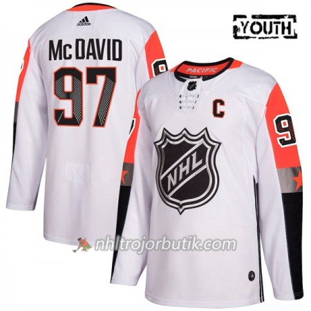 Barn Ishockey Edmonton Oilers Tröja Connor McDavid 97 2018 NHL All-Star Pacific Division Adidas Vit Authentic